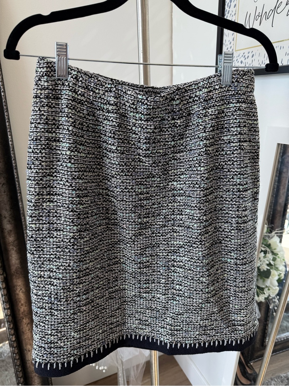 Vintage St. John Couture Classic Black & White Tweed Skirt